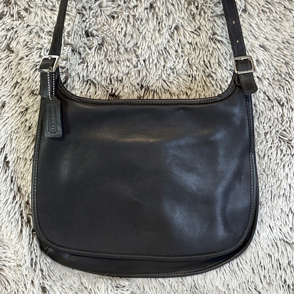 Vintage Coach Legacy Slim Hippie Brown Flap Saddle Crossbody Leather Bag #9134 - Picture 1 of 16